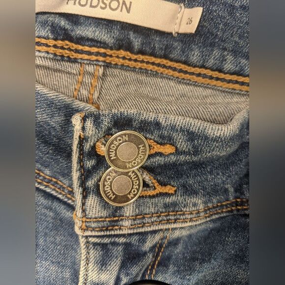 HUDSON Womens Collin Flap Skinny Jeans Size 26 Dark Wash Stretch Mid Rise Denim - Picture 9 of 15